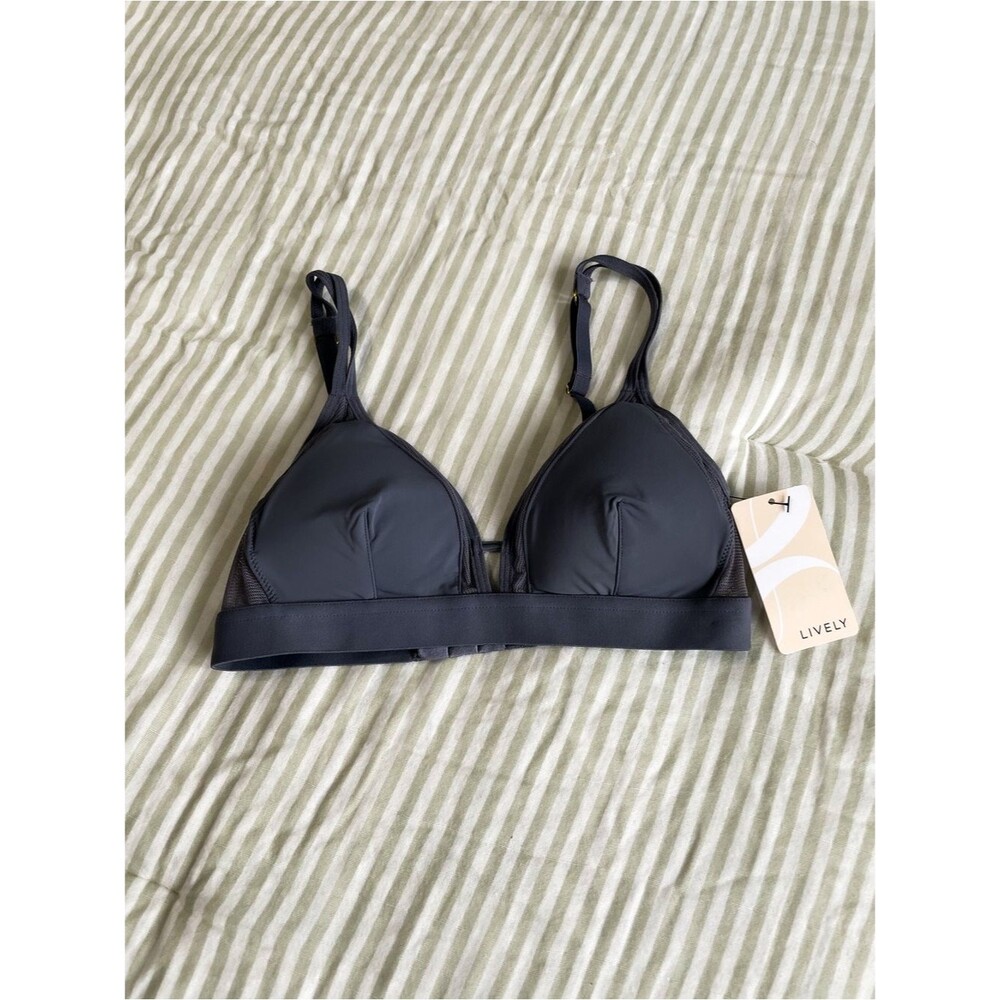 New Lively Mesh Trim Bralette Size XS Smoke Gray